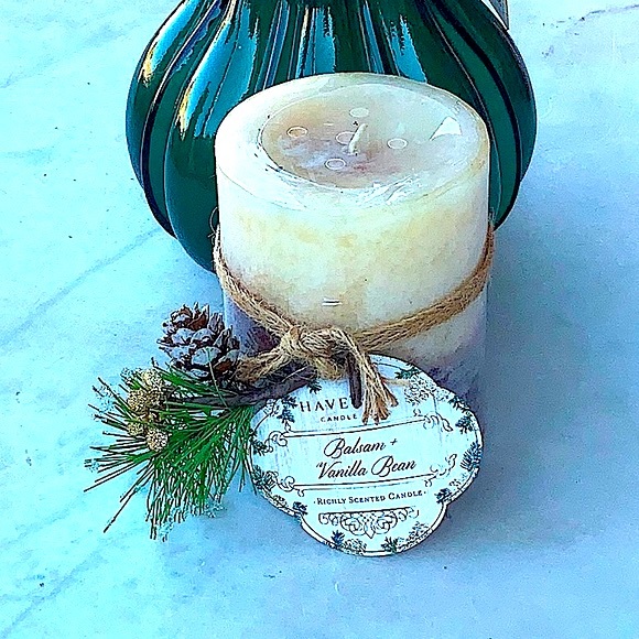 HAVEN STREET CANDLE BALSAM VANILLA BEAN RICHLY SCENTED PILLAR 3 BY 4 - Picture 3 of 5